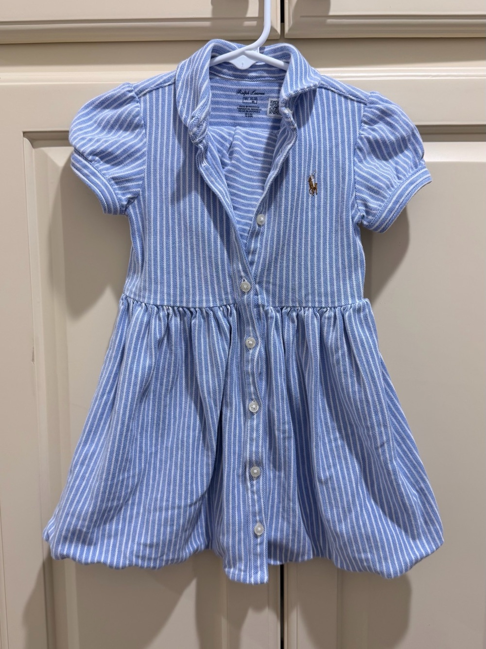 Ralph Lauren Toddler Girls' 18 mo. Light Blue Striped Polo Dress